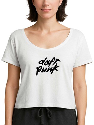 Z zepplin Daft Punk Logo Classic 2 Beyaz Kadın Tişört