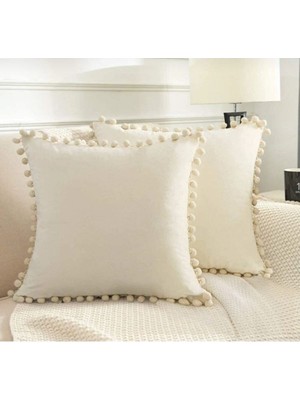 2'li Ponponlu Kırlent Kılıf Seti 40 x 40