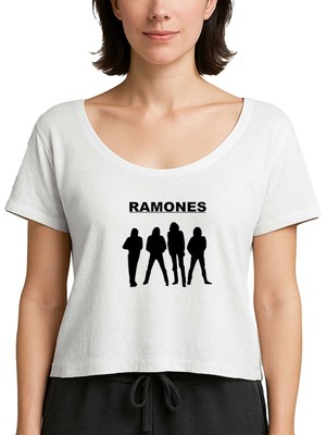 Z zepplin Ramones Group Beyaz Kadın Tişört