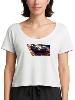 Z zepplin Driving A Car Beyaz Kadın Tişört