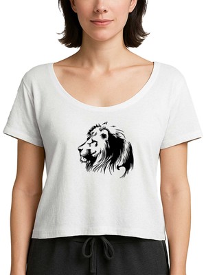 Z zepplin Black Lion Silhouette Beyaz Kadın Tişört