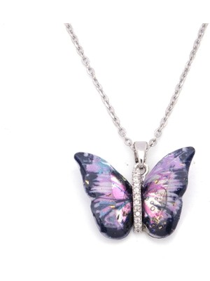 Bz Burgu Zincir Paslanmaz Çelik Kadın Kolye - Kelebek Kolye KLY-635