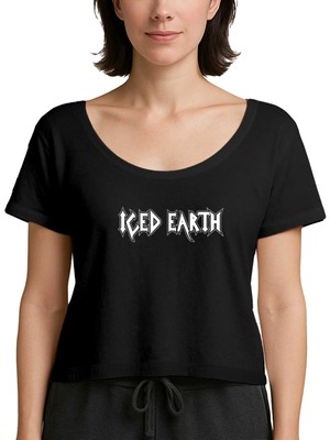 Z zepplin Iced Earth Logo Siyah Kadın Tişört