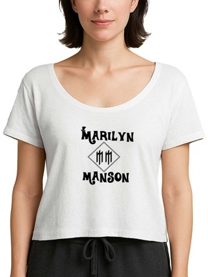 Z zepplin Marilyn Manson Text Beyaz Kadın Tişört