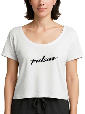 Zepplin Giyim Pulsar Logo Black Beyaz Kadın Tişört