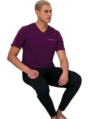 Elitepoint 1514 Erkek Kısa Kol Uzun Alt Yazlık Pijama Takımı