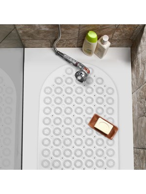 Vivo Store Vıvo 2 Adet Duşa Kabin Banyo & Duş Kaydırmazı & Küvet Paspası Vantuzlu Oval Masajlı 37X69CM V-142