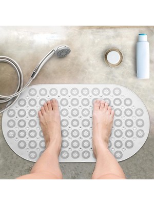 Vivo Store Vıvo Bath Math Banyo & Duş Kaydırmazı Beyaz Renk Masajlı Model Banyo Paspas M-142