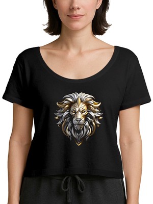 Z zepplin Silver And Gold Lion Siyah Kadın Tişört