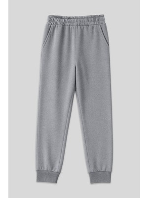 Tommy Life Gri Melanj Yüksek Bel Jogger Rahat Form Manşetli Kadın Eşofman Alt - 94561