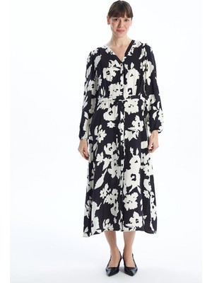 Lc Waikiki Yeni Sezon V Yaka Çiçekli Oversize Elbise