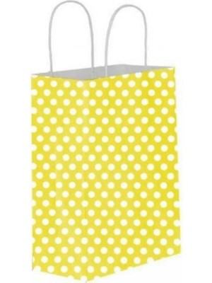 Gizpak Kraft Burgu Saplı Sarı Puantiyeli Çanta 25x31x12cm 25 adet