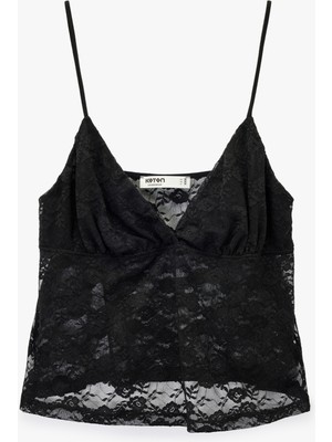 Koton Derin V Yaka Ince Askılı Dantelli Pijama Üstü