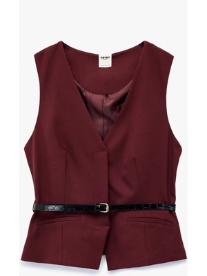 Koton Kemer Detaylı Kolsuz Cepli V Yaka Yelek