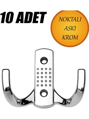 Nublado Noktalı  Askı Krom Küçük Dolap Elbise Havlu Askısı 10-Adet