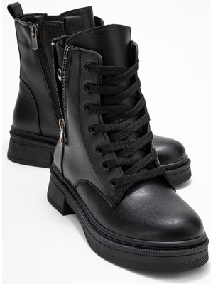 Ccway Kadın Sade Süs Fermuarlı Postal SİYAH CİLT