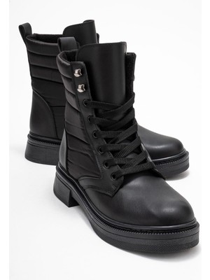 Ccway Sade Kadın Bağcıklı Postal SİYAH CİLT