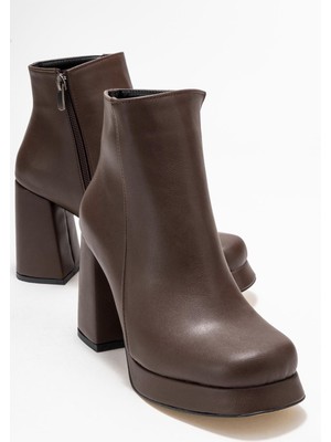 Ccway Kadın Platform Taban Bot Kahve Cilt