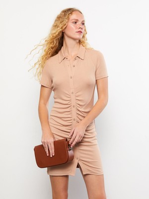 Lc Waikiki Yeni Sezon Polo Yaka Düz Kısa Kollu Kadın Bodycon Elbise