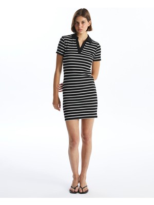 Lc Waikiki Yeni Sezon Polo Yaka Çizgili Kısa Kollu Elbise