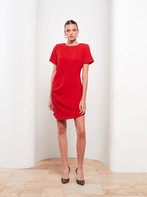 Lc Waikiki Yeni Sezon Bisiklet Yaka Düz Kısa Kollu Kadın Bodycon Elbise