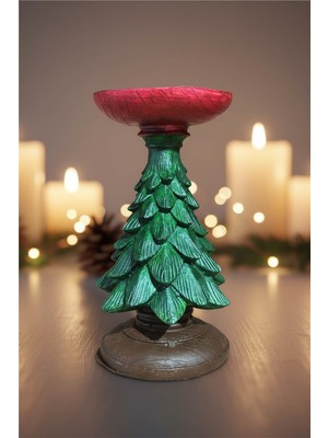 Yılbaşı Ağacı Formlu Seramik Mumluk