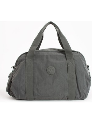 Ccway Büyük Boy Krinkıl Kumaş Ayakkabı Bölümlü Çapraz Askılı Laptop Bölmeli Spor ve Seyahat Çantası Füme