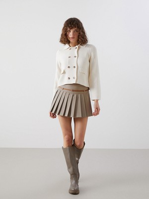 Lc Waikiki Yeni Sezon Beli Kemerli Kadın Pileli Şort Etek