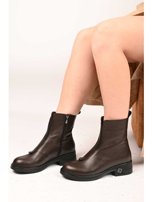 Bestello Bağcıksız Fermuarlı Termo Taban Hakiki Deri Casual Bot 335-662-17 Kadın Bot