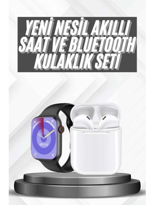 Ceylan Adam Akıllı Saat Gümüş Kasa Bluetooth Kulaklık Hediyeli Çok Fonksiyonlu Ikili Set