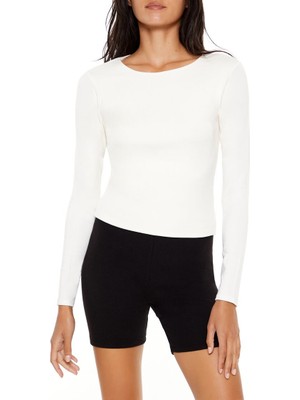 F21 Uzun Kollu Yuvarlak Yaka Tişört