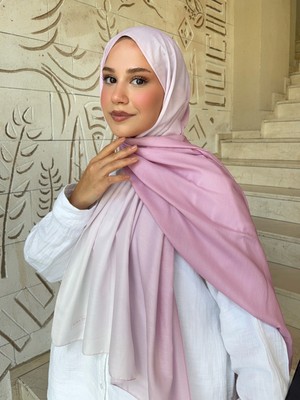 Mira İpek Retro Desenli Pamuk Şal Ebru Serisi Pembe Degrade PS51