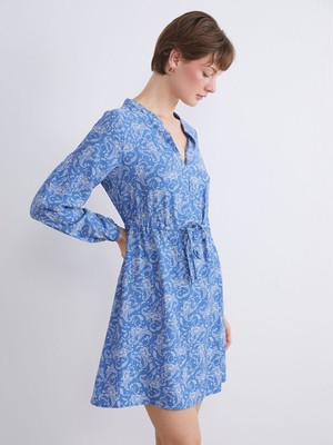 Lc Waikiki Yeni Sezon Kaçık Yaka Çiçekli Mini Elbise