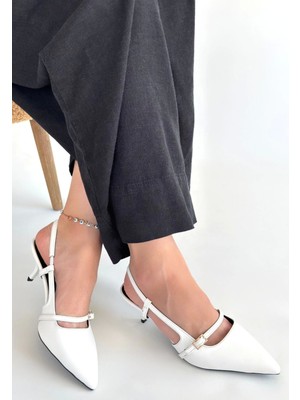 Etiler Collection Darina Beyaz Cilt Topuklu Ayakkabı