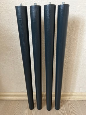 Hamadex 60 cm Antrasit Renk Konik Ahşap Ayak 4 Adet Sehpa Sandalye Masa + Bağlantı Aparatları ve Vidalar