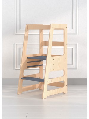 Woody&Happy Ayarlanabilir Gri Öğrenme Kulesi