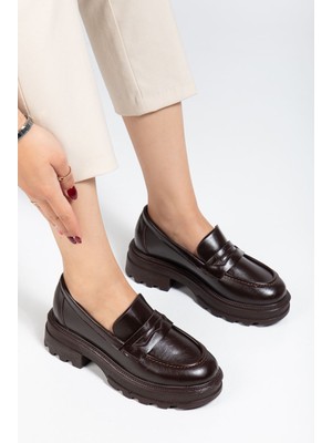 Shemard Kahve Yanki Yüksek Tabanlı Loafer Ayakkabı