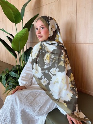 Mira İpek Desenli Pamuk Soft Şal Mena Serisi Yeşil PS82