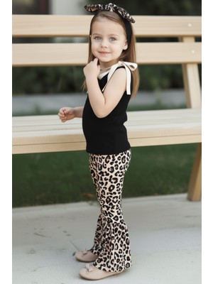Parla Kids Kız Çocuk Halter Yaka Leopar Alt Üst Ispanyol Toka Takım