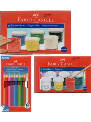 Faber-Castell Parmak Boya + Guaj Boya + Jumbo Üçgen Boya Kalemi