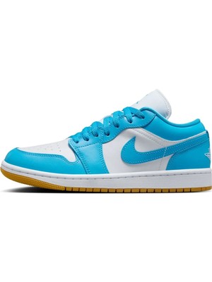 Nike Air Jordan 1 Low Leather Sneaker Unisex Hakiki Deri Günlük Spor Ayakkabı Beyaz Mavi