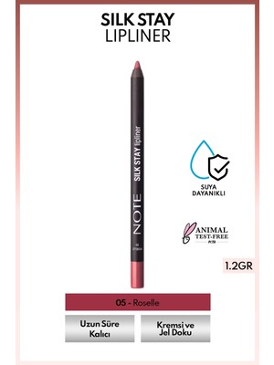 Note Cosmetics Silk Stay Lipliner Suya Dayanıklı Ipeksi Dudak Kalemi - 05 Roselle - Pembe