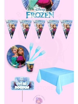 Evabrite Karlar Ülkesi Elsa 8 Kişilik Doğum Günü Parti Seti - Elsa Konsept Parti Süsleri