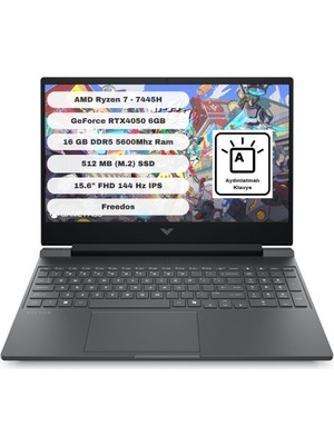 Hp Victus 15-FB3038NT BX9U9EA 6gb RTX4050 Amd Ryzen 7 7445H 16GB Ram 512GB SSD 15.6 Inç Fhd 144Hz Freedos Taşınabilir Bilgisayar