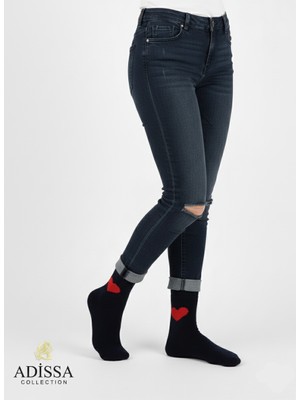 6'lı Kadın Kalpli Çorap Seti | Yıkanmış Parfümlü, Kışlık Havlu Termal, Sevimli Desenli Çorap