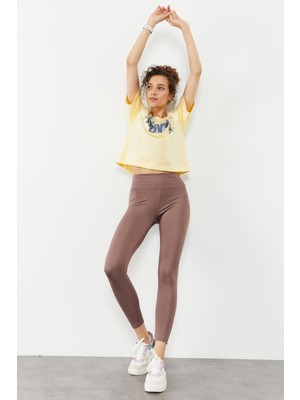 Tommy Life Gül Kurusu Yüksek Bel Streç Slim Fit Dar Paça Kadın Tayt - 94545