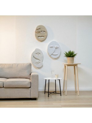Maris Home Soyut Yüz Duvar Dekoru,el Yapımı Duvar Süsü,dekoratif Heykel Formunda Tablo