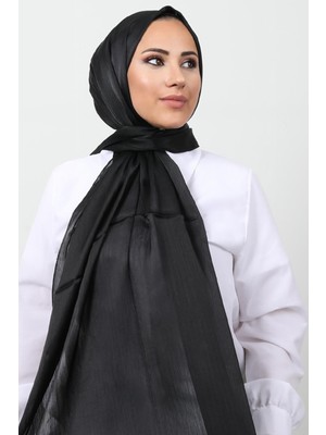 Giza Store Inci Saten Şal Siyah