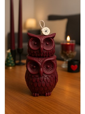 Baykuş Figürlü Dekoratif Mum 10X6 cm | El Yapımı Klasik Stil Süs Mumu | Salon ve Hediye Dekoru