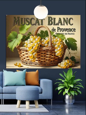 Karizma Tablo Salkım Üzüm Natürmort Dekoratif Kanvas - Mdf Ahşap Tablo